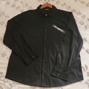 Karl Lagerfeld Black Dress Shirt Classic Long-Sleeve Elegance